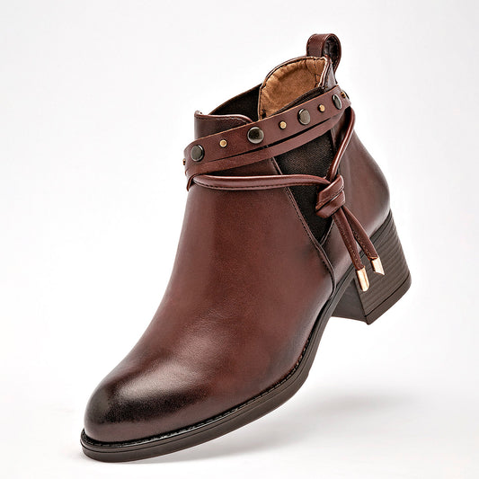      Botin Casual Lady One Mujer Fr4213 Cafe Tacon 5 Cm