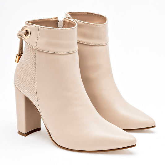 Botin Casual Moramora Mujer Irati Beige Tacon 10 Cm