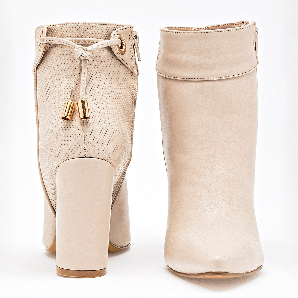 Botin Casual Moramora Mujer Irati Beige Tacon 10 Cm