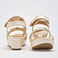 Sandalia Casual Niña Yeni Beige Nacarado Plataforma 5 Cm