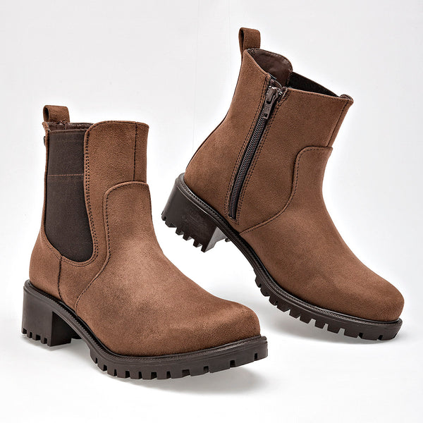      Bota Casual Moramora Mujer Aline Cafe Tacon 4 Cm