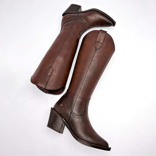      Bota Larga Moramora Para Mujer 1103 Colorcafe Tacon7 Tubo35