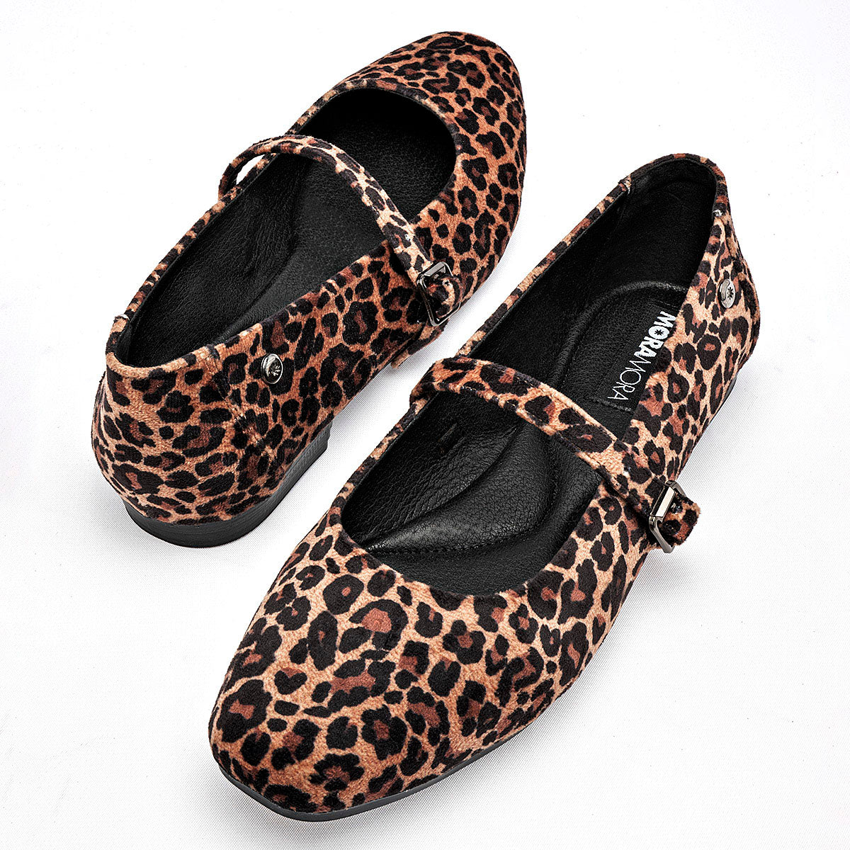 Flats Animal Print Casuales Moramora Mujer Samia Cafe Negro