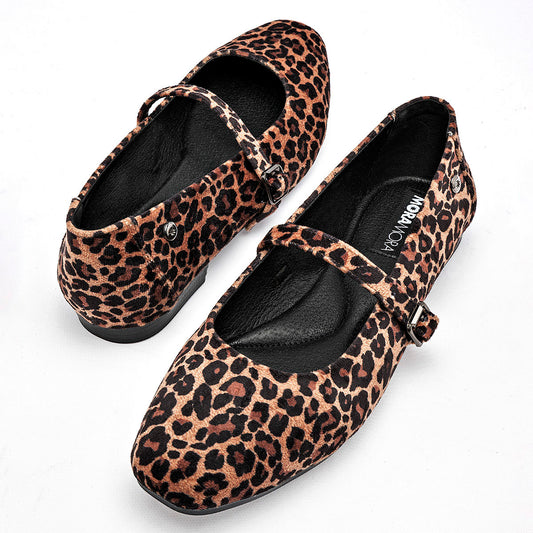 Flats Animal Print Casuales Moramora Mujer Samia Cafe Negro