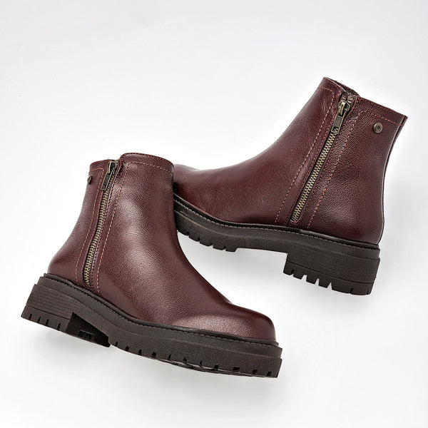      Botin Casual Piel Moramora Mujer Hope Cafe Tubo 12 Cm