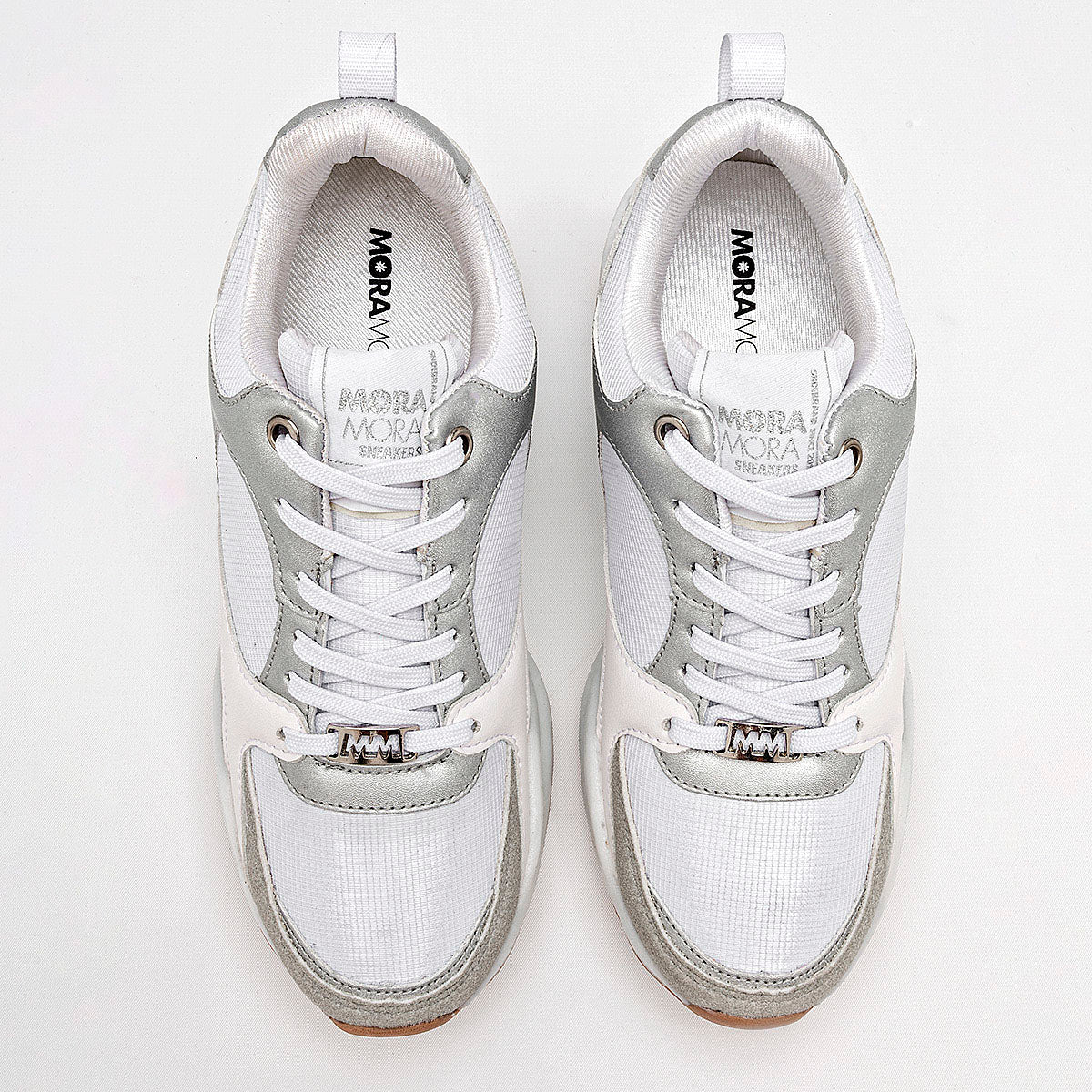TENIS URBANO MUJER MORAMORA PAOLA BLANCO PLATA GRIS