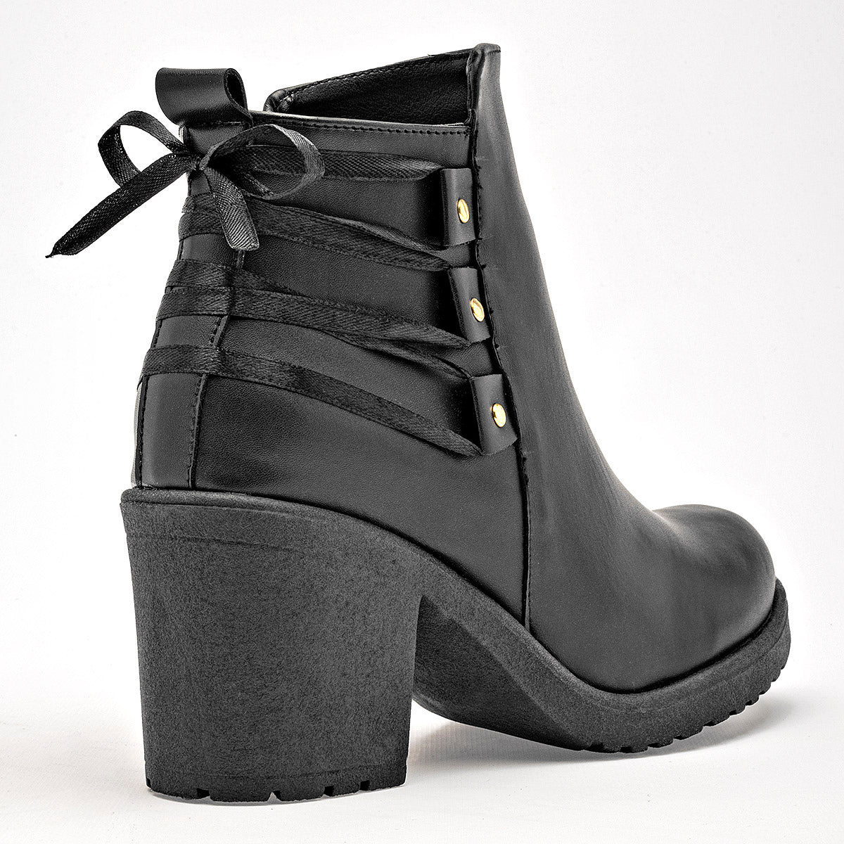 Botin Casual Queen Mujer 50256 Negro Tacon 7 Cm Tubo 9 Cm