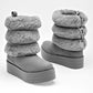      Bota Casual Rojo Cereza Mujer 8040 Gris Plataforma 4cm Tubo 20cm