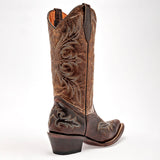 Bota vaquera piel trankasboots paramujer Pv850 Cafe Tacon 5CM  tubo 30CM
