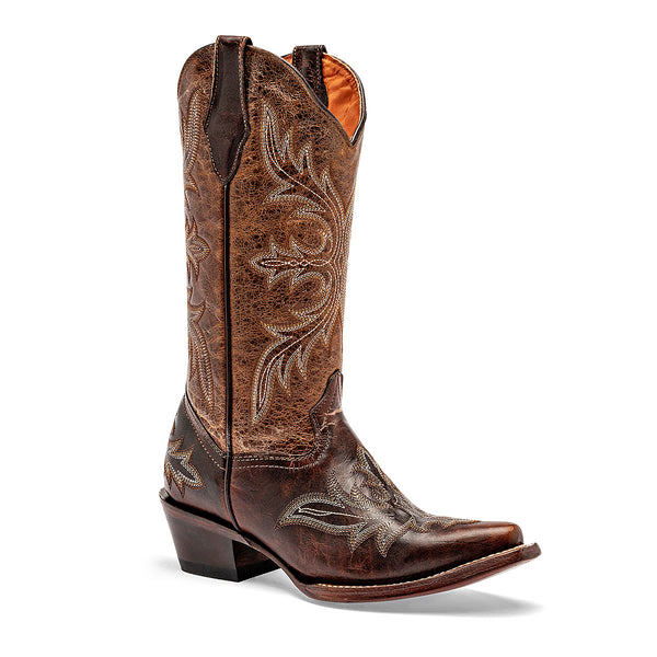 Bota vaquera piel trankasboots paramujer Pv850 Cafe Tacon 5CM  tubo 30CM