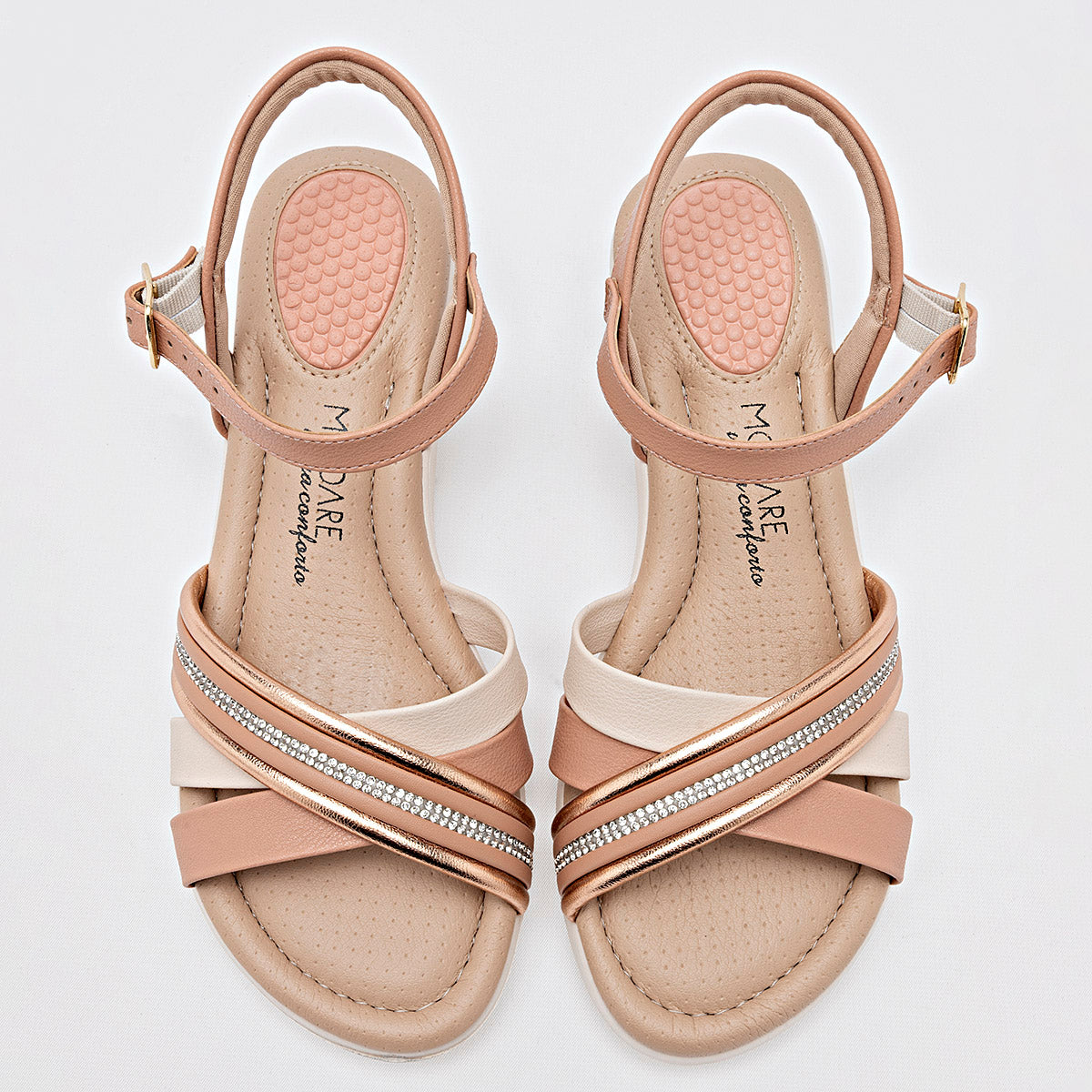 Sandalia De Tiras Modare Mujer 719010223 Beige Plataforma 4 cm