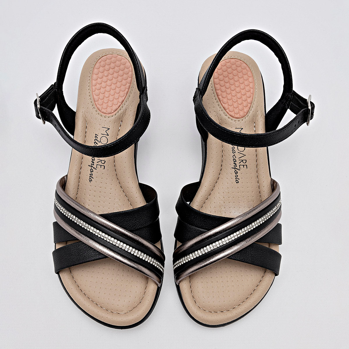Sandalia De Tiras Modare Mujer 719010223 Negro Plataforma 4 cm