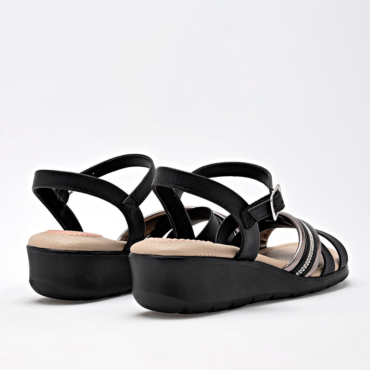 Sandalia De Tiras Modare Mujer 719010223 Negro Plataforma 4 cm