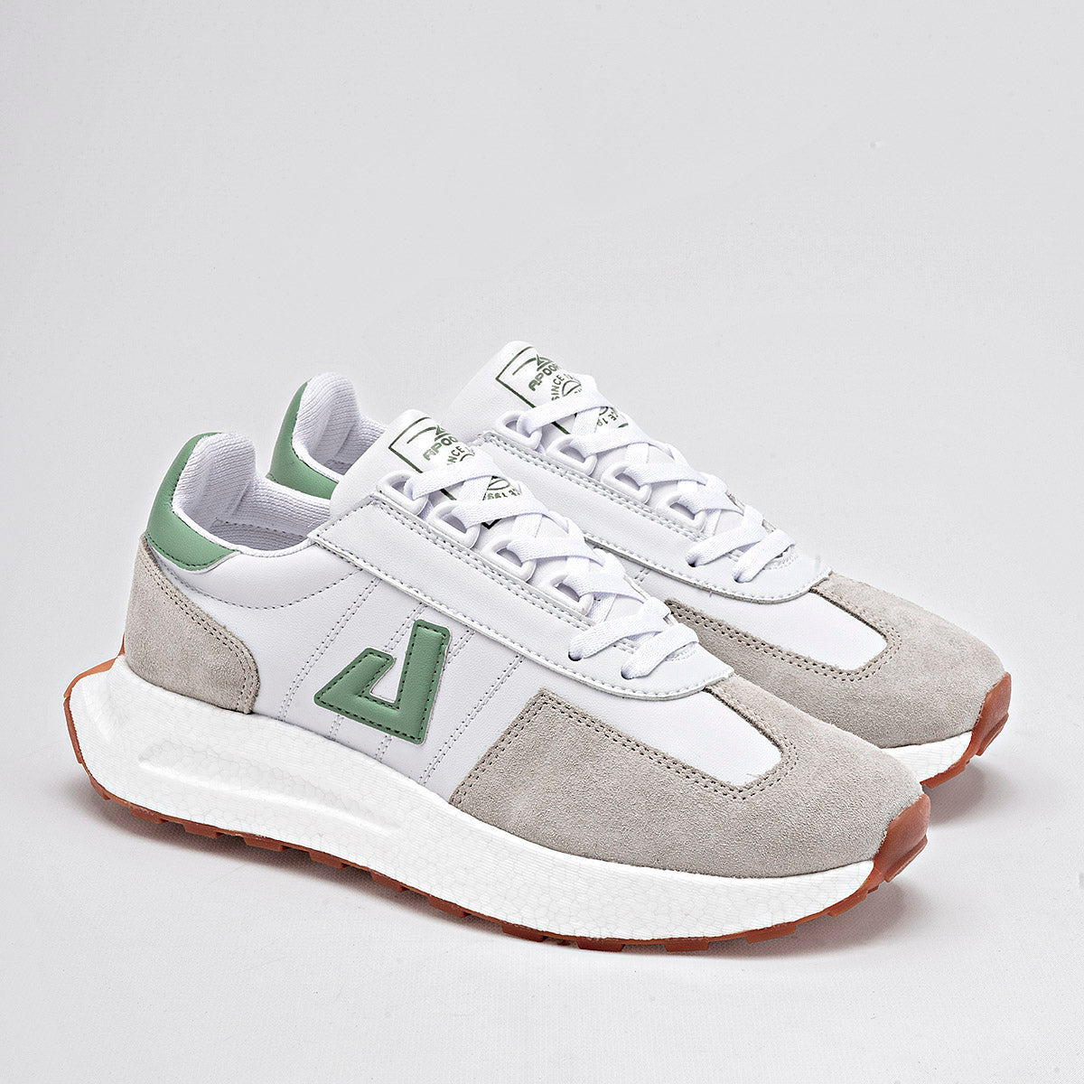 TENIS URBANO MUJER APOORT A5027 BLANCO BEIGE VERDE