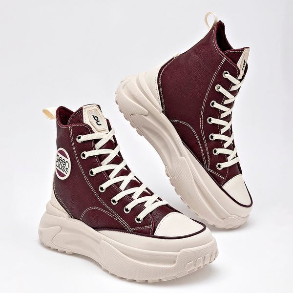      Botin Casual Been Class Mujer 19707 Vino Plataforma 5 Cm