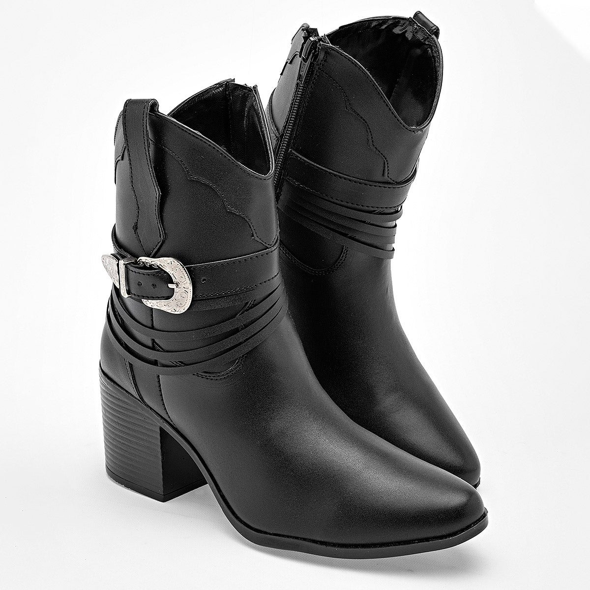      Bota Vaquera Celex Mujer 4999 Negro Tacon 7 Cm Tubo 12 Cm