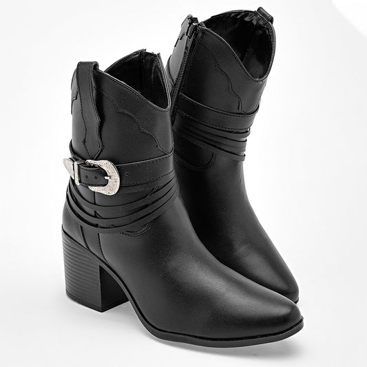      Bota Vaquera Celex Mujer 4999 Negro Tacon 7 Cm Tubo 12 Cm
