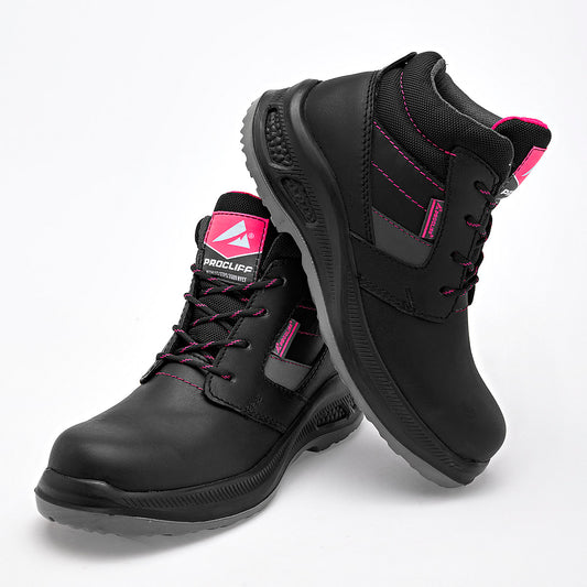      Botin De Trabajo Piel Cliff Mujer 476 Negro Casco Poliamida