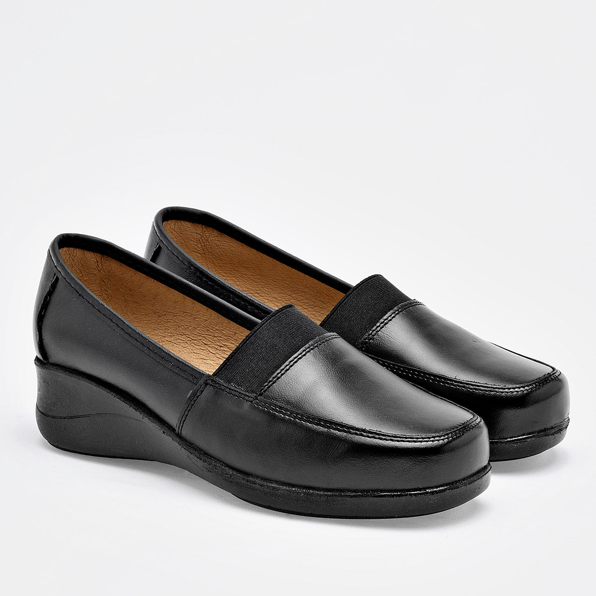 Zapato Confort Piel Florenza Mujer 820 Negro Plataforma 5 Cm