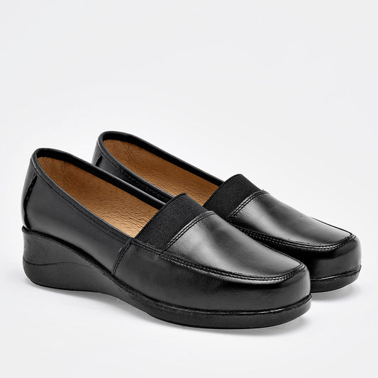 Zapato Confort Piel Florenza Mujer 820 Negro Plataforma 5 Cm