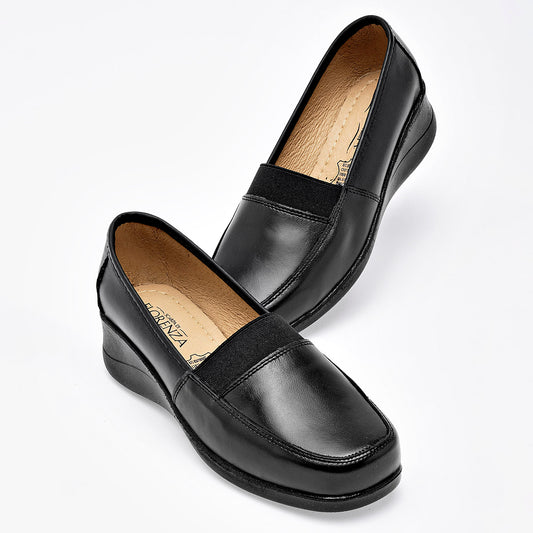 Zapato Confort Piel Florenza Mujer 820 Negro Plataforma 5 Cm