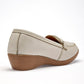 Zapato Confort Piel Gilardi Mujer 5119 Beige Plataforma 4 Cm
