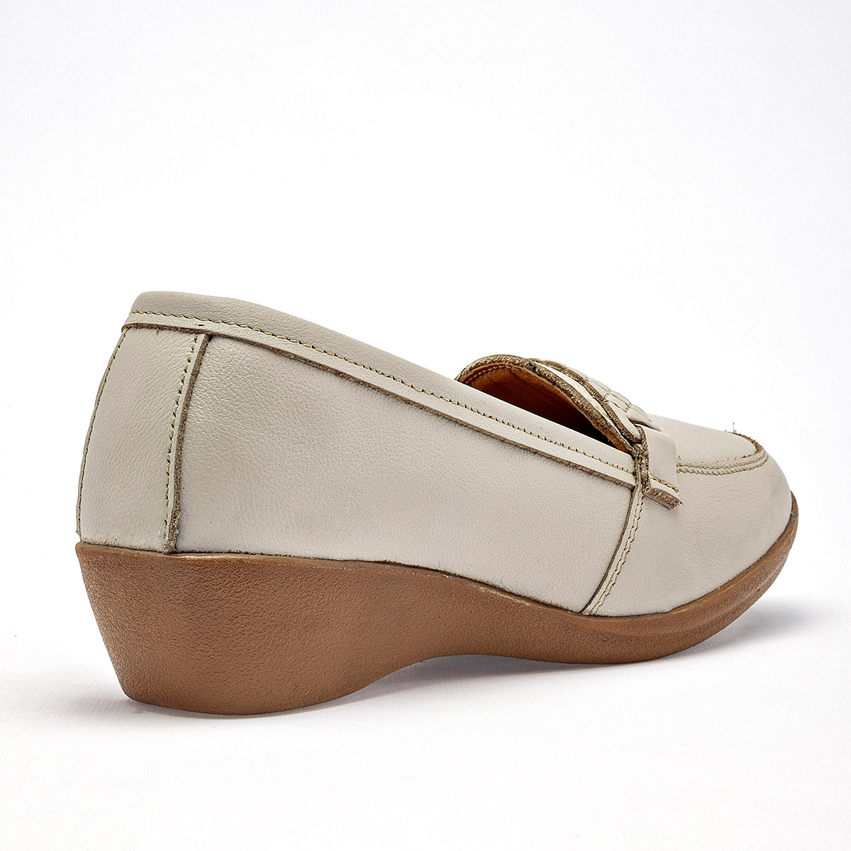 Zapato Confort Piel Gilardi Mujer 5119 Beige Plataforma 4 Cm