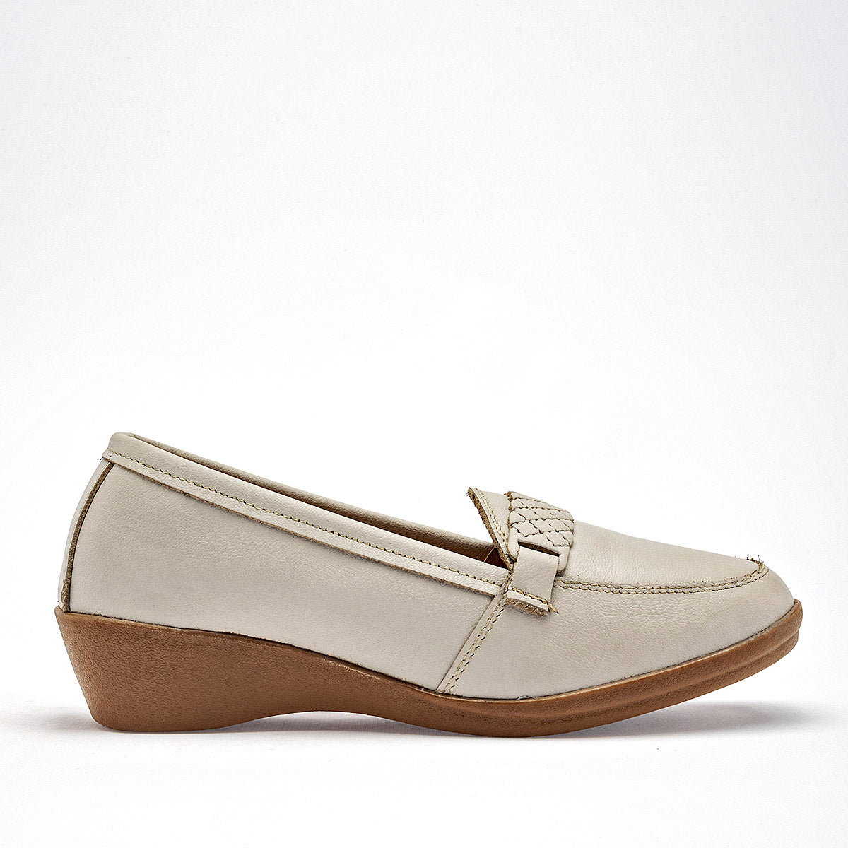 Zapato Confort Piel Gilardi Mujer 5119 Beige Plataforma 4 Cm
