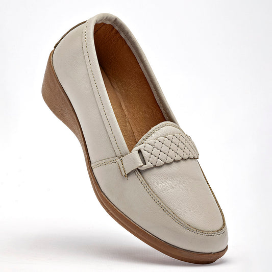 Zapato Confort Piel Gilardi Mujer 5119 Beige Plataforma 4 Cm