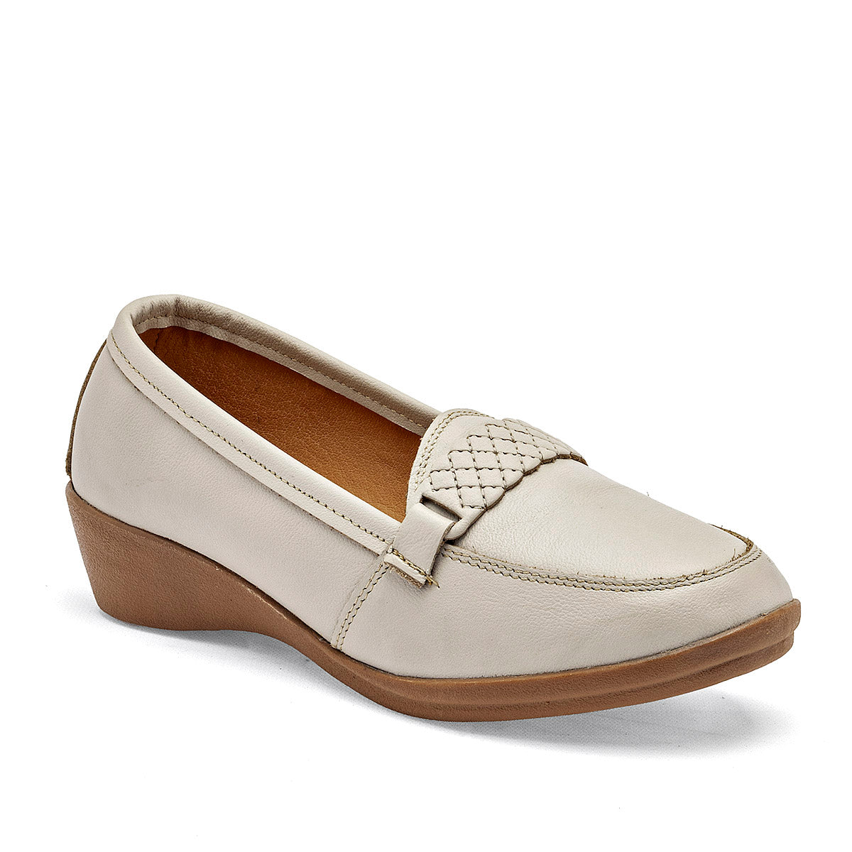 Zapato Confort Piel Gilardi Mujer 5119 Beige Plataforma 4 Cm