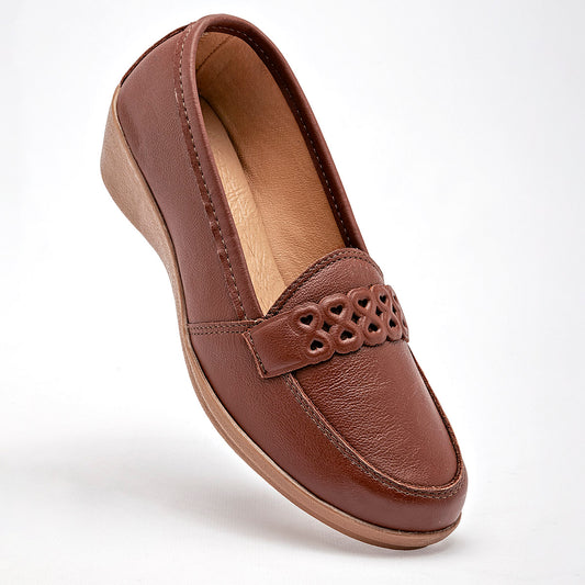 Zapato Confort Piel Gilardi Mujer 5120 Camel Plataforma 4 Cm