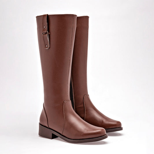 Bota Larga Giselle Para Mujer 5804 Color Cafe Tacon4 Tubo 37