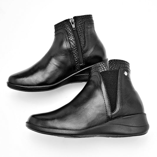      Botin Casual Piel Moramora Negro Darla Negro Tubo 11 Cm
