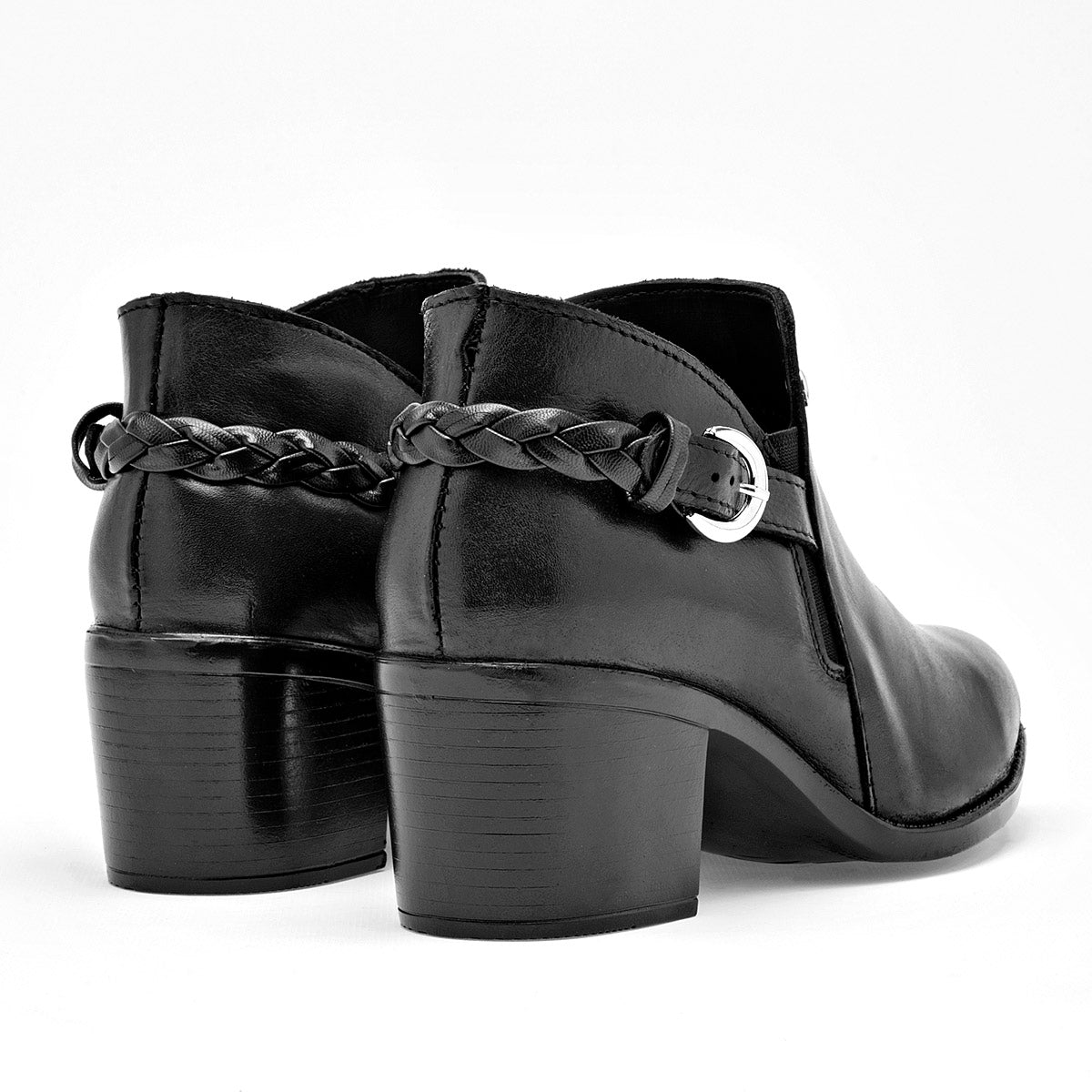 Botin Casual Piel Moramora Mujer Donna Negro Tacon 5 Cm