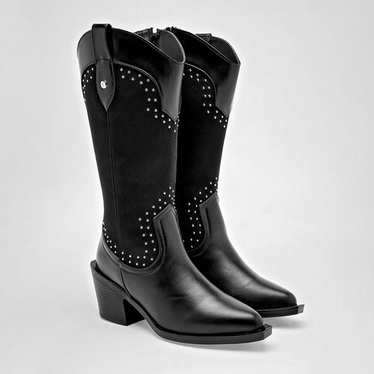 Bota vaquera moramora para mujer 1107580 negro tacon 7cm tubobo 28 Cm