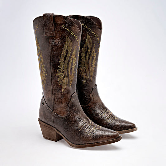 Bota Vaquera Moramora Para Mujer 1108003 Cafe Tacon6 Tubo28