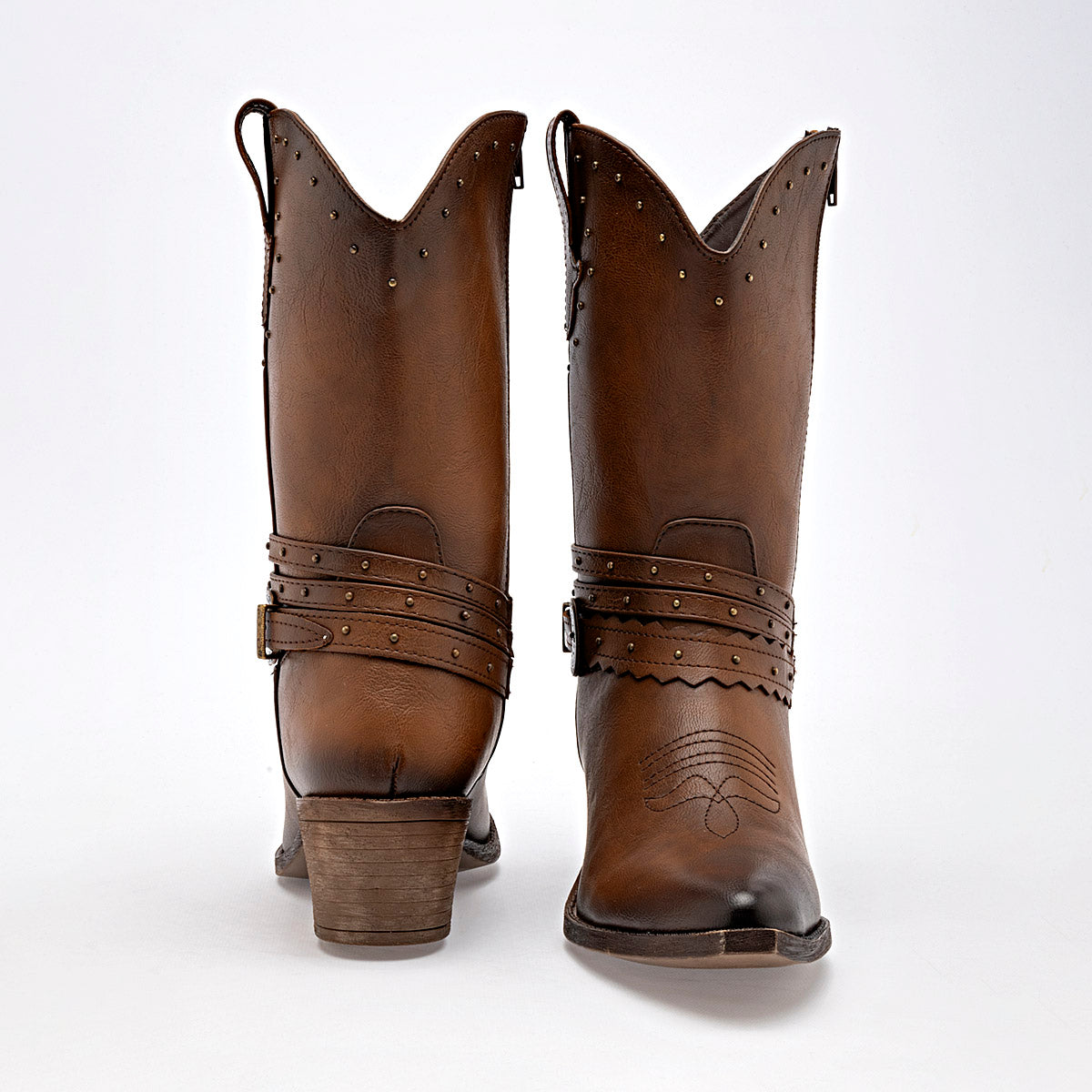 Bota Vaquera Moramora 1108019 Color Cafe Tacon 6cm Tubo 24cm