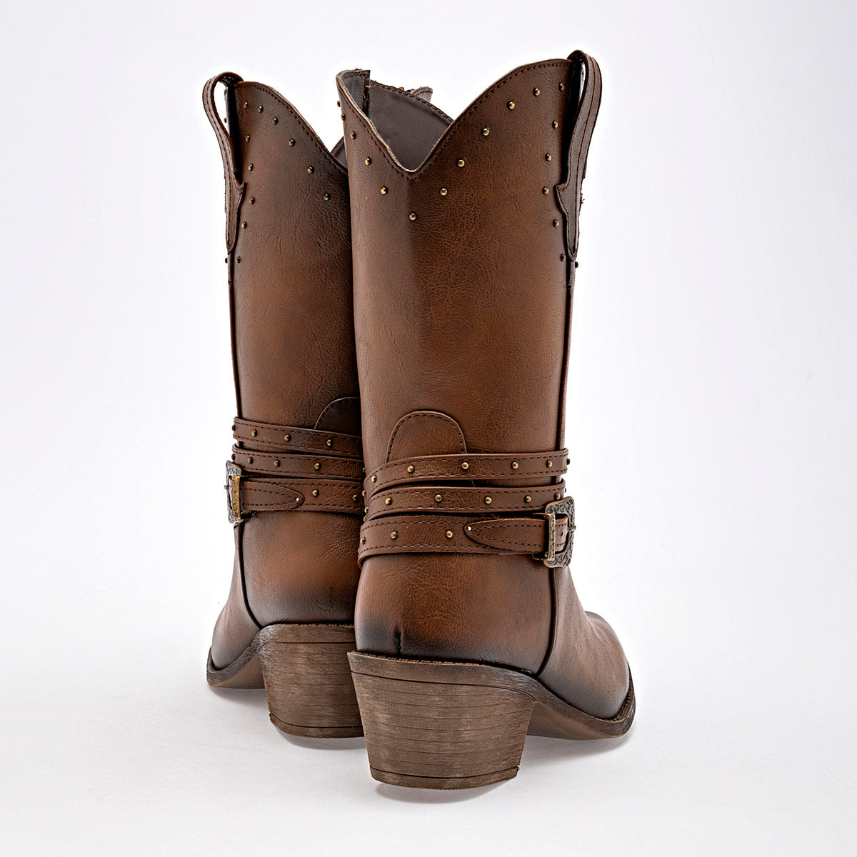 Bota Vaquera Moramora 1108019 Color Cafe Tacon 6cm Tubo 24cm