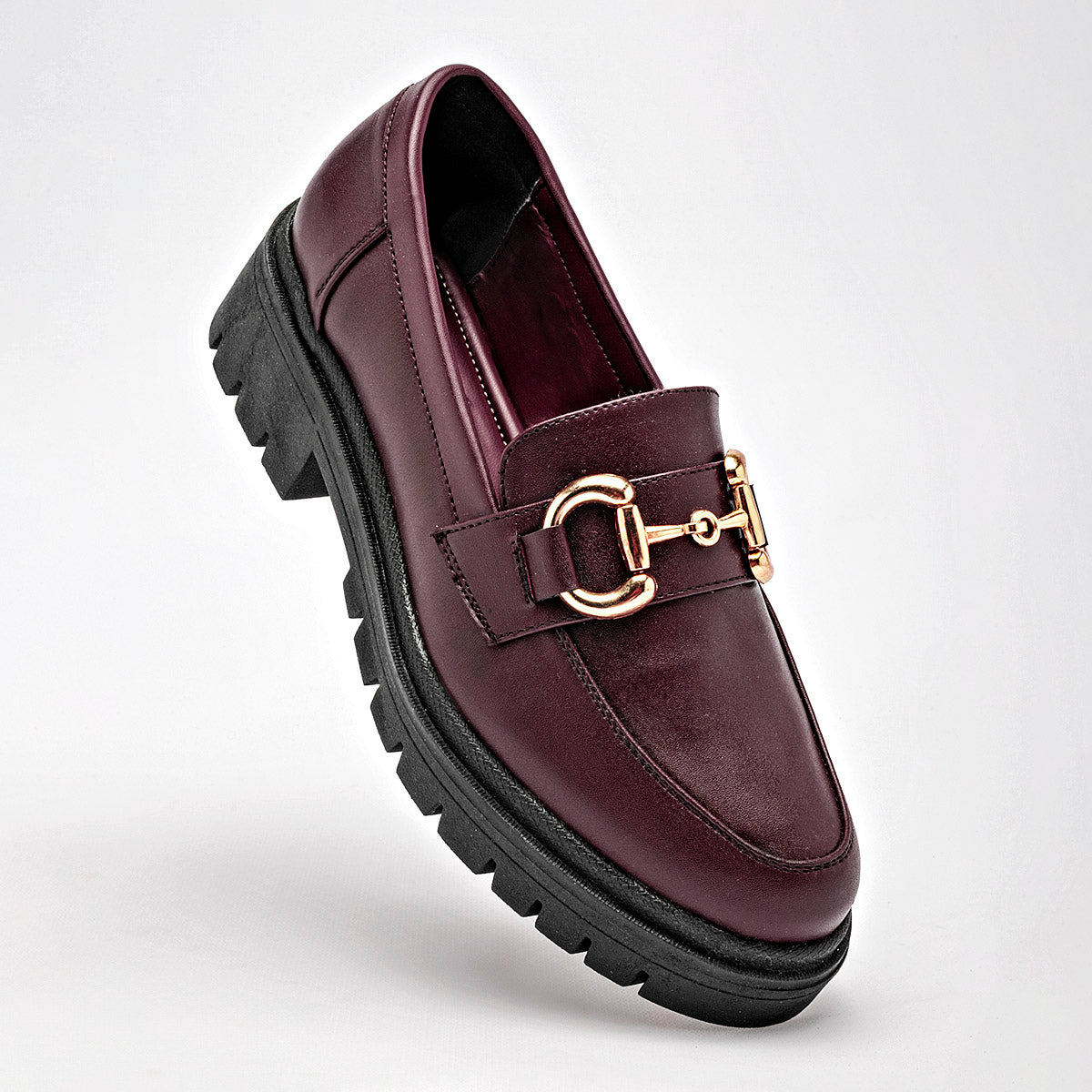 Mocasin Casual Lady One Mujer Ab2336 Vino Tacon 4 Cm