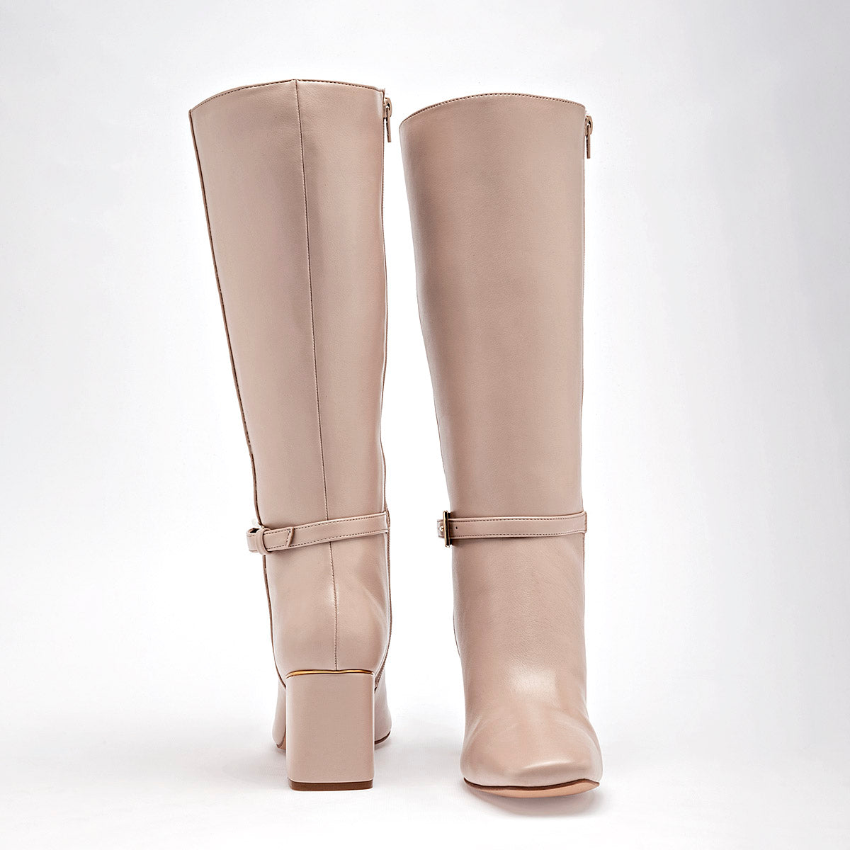 Bota Larga Para Mujer 39702 Color Beige Tacon 7cm Tubo35 Cm