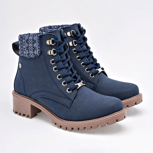 Botin Casual Mora Tierra Mujer Moira Marino Tacon 4 Cm