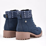 Botin Casual Mora Tierra Mujer Moira Marino Tacon 4 Cm