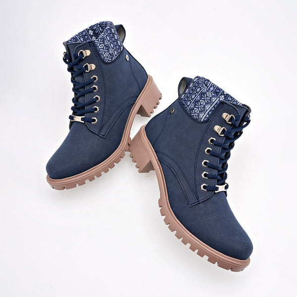      Botin Casual Mora Tierra Mujer Moira Marino Tacon 4 Cm