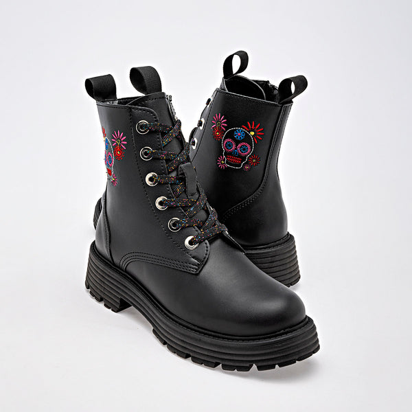      Botin Casual Mora Tierra Mujer Minia Negro Tacon 4 Cm