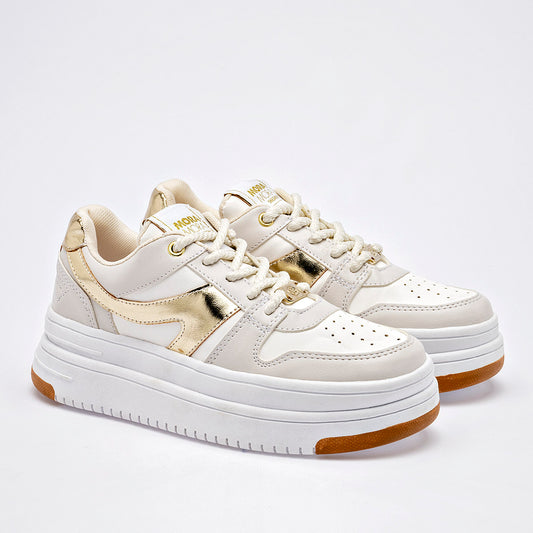 TENIS URBANO MUJER MORAMORA AILEN BLANCO ORO