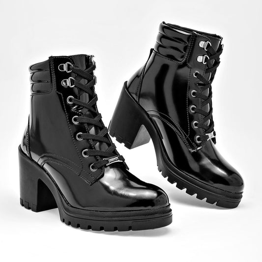      Bota Casual Moramora Mujer Buffy Negro Tacon 8 Cm