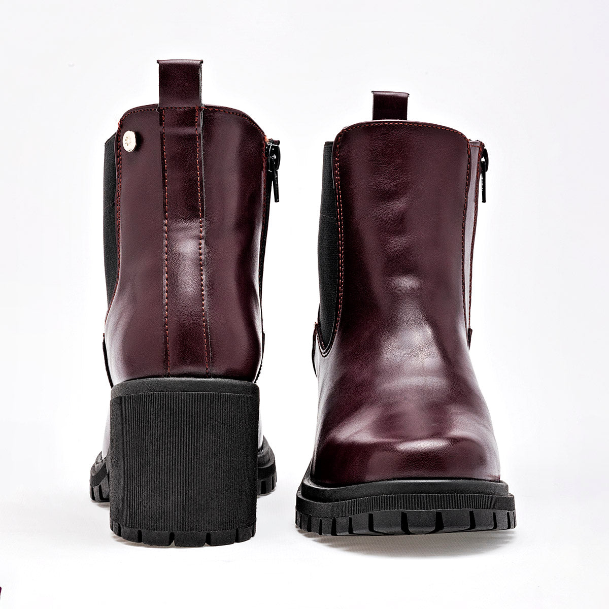 Botin Casual Moramora Mujer Abbie Vino Tacon 7 Cm