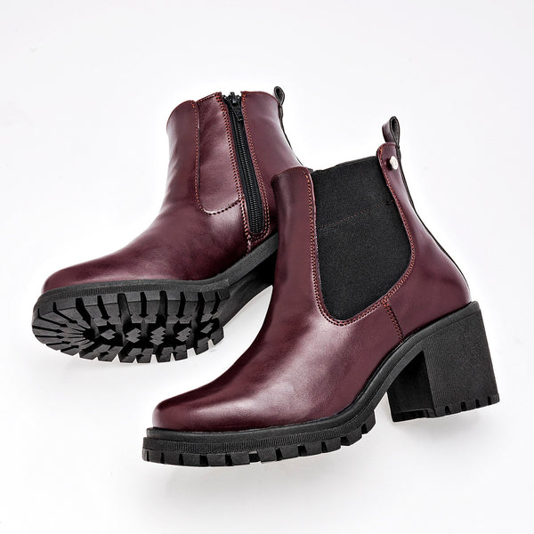      Botin Casual Moramora Mujer Abbie Vino Tacon 7 Cm