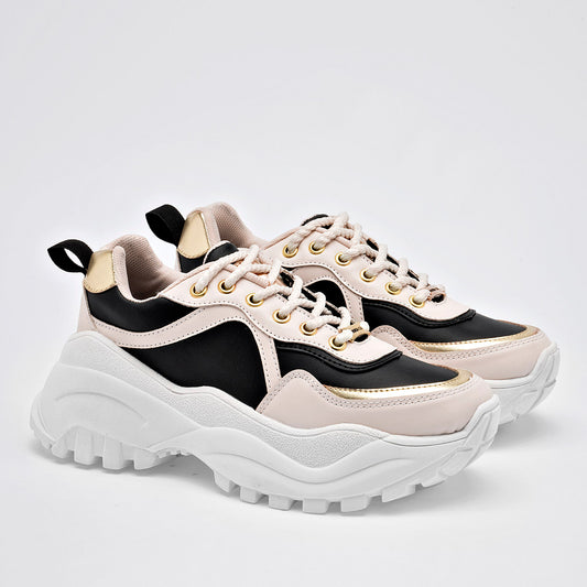 TENIS URBANO MUJER MORAMORA ELIANA NEGRO LATTE ORO