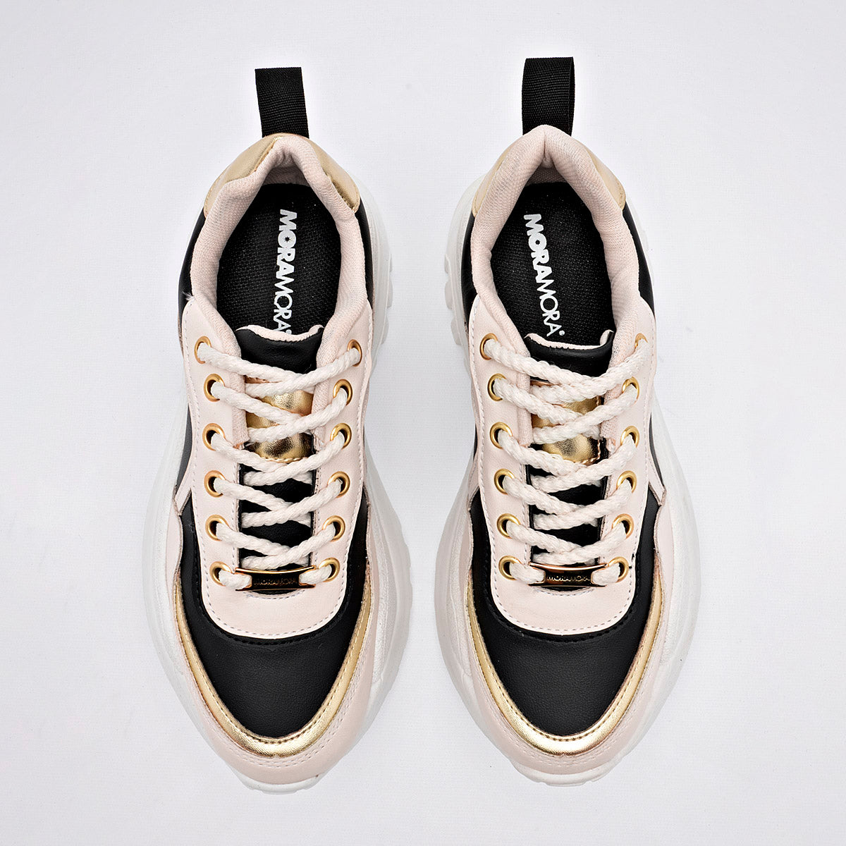 TENIS URBANO MUJER MORAMORA ELIANA NEGRO LATTE ORO